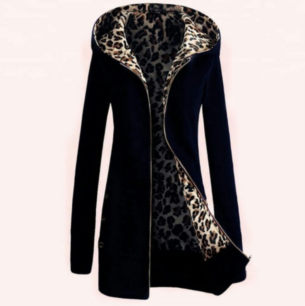 ⭐Leopard Fleece Lined Hoodie Jacket Boutique NEW⭐⭐